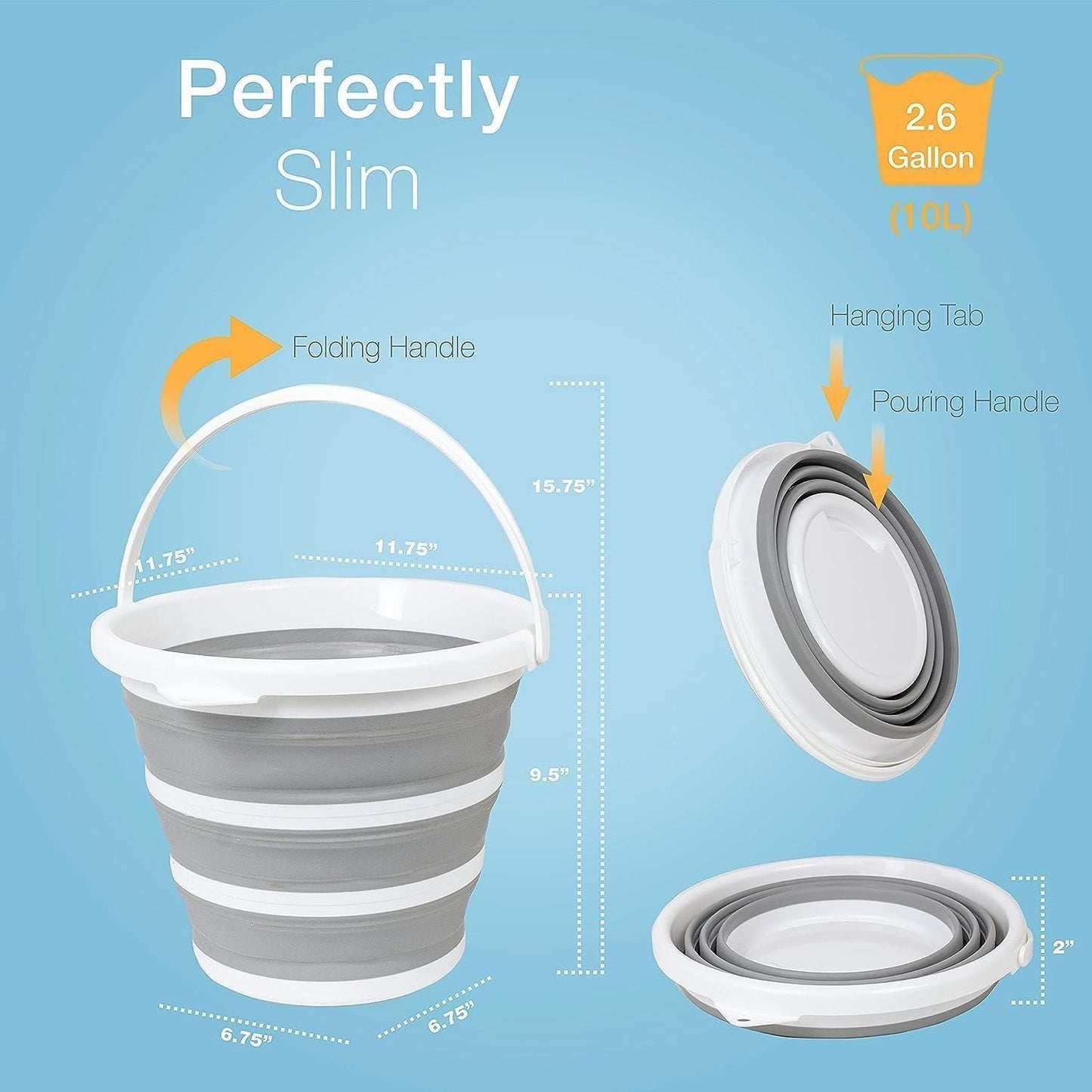 PVC Coated Collapsible Foldaway Bucket – 10L Portable Silicone Bucket