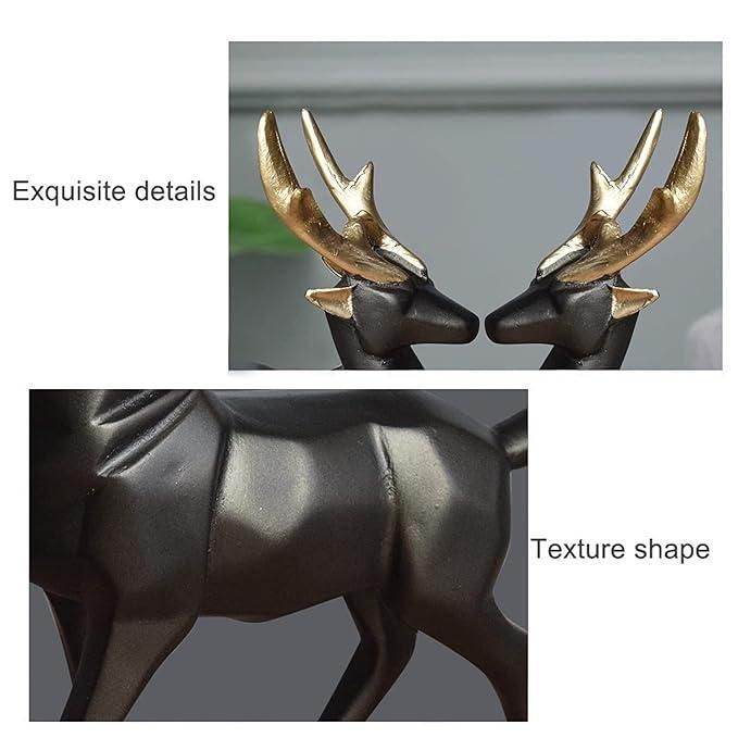 Elegant Black Lucky Deer Figurines Set – Invite Prosperity Home