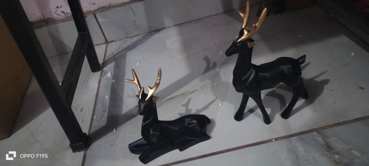 Elegant Black Lucky Deer Figurines Set – Invite Prosperity Home