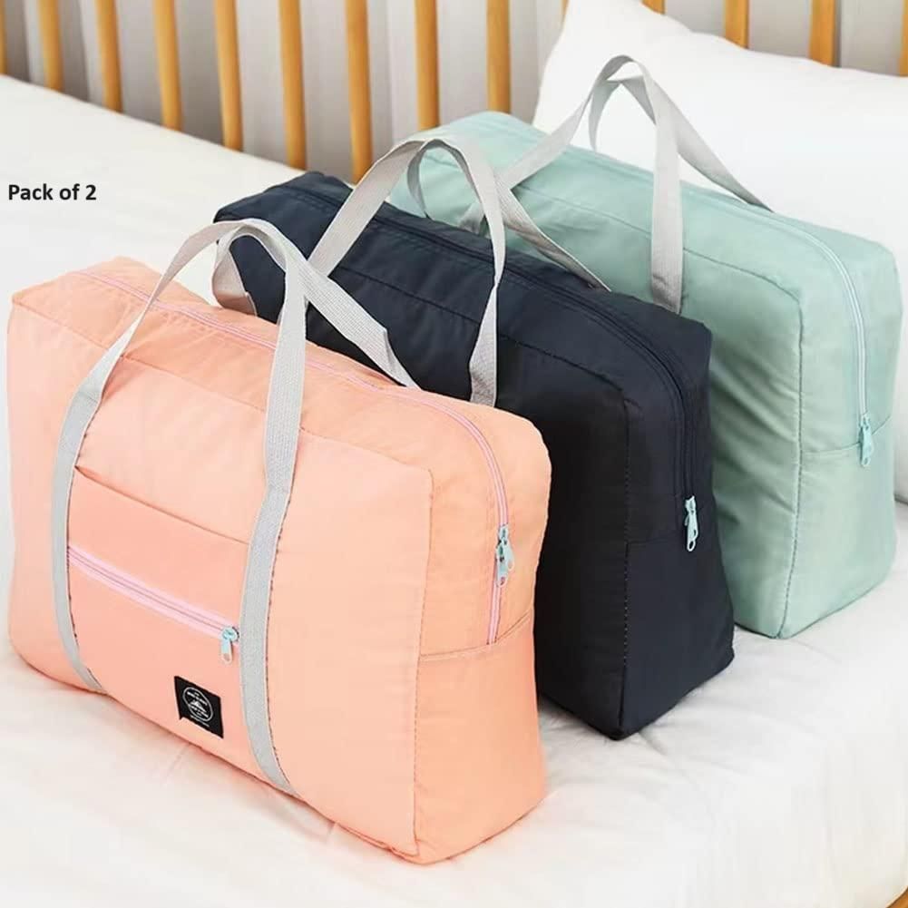 Foldable Travel Duffel Bag Set - Lightweight, Waterproof (Pack of 2)