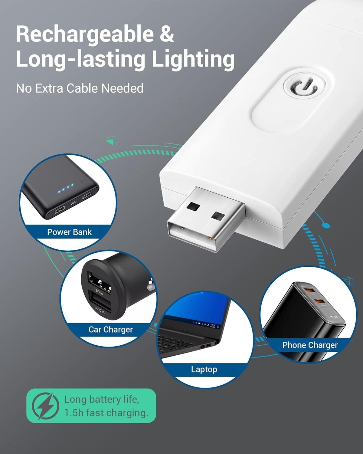 USB Rechargeable Adjustable Brightness Book Light for Eye Protection