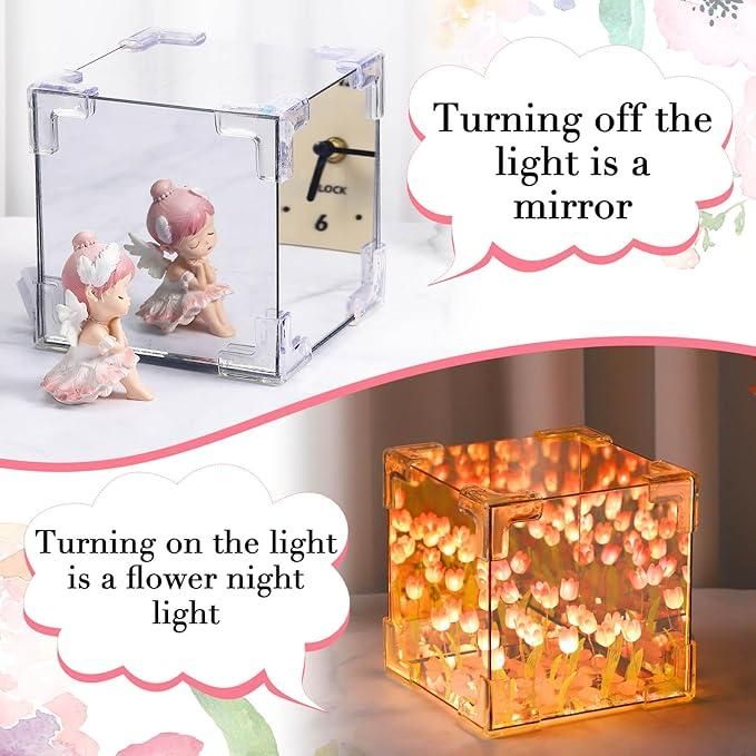 Decorative Tulip Mirror Lamp | Multicolor Rechargeable Desk Light