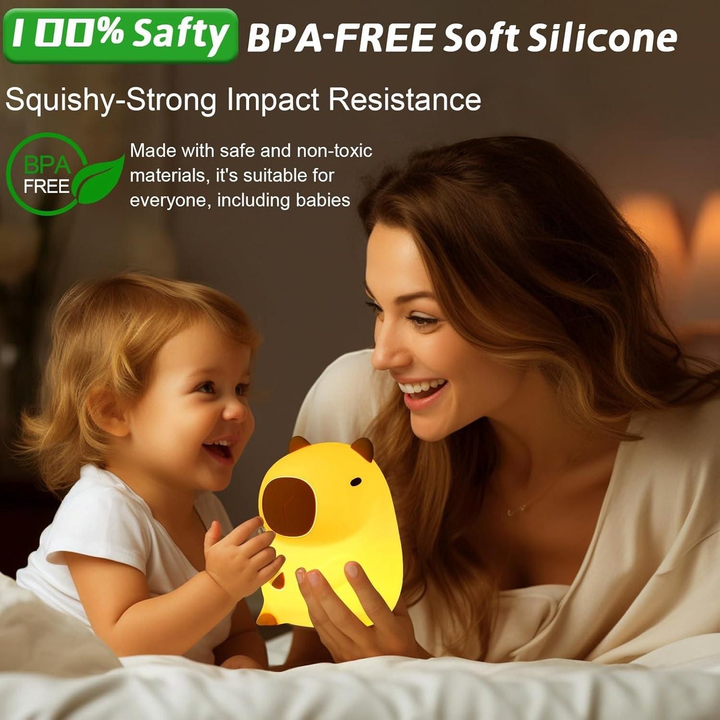Cute Capybara Night Light - LED Squishy Nursery Lamp