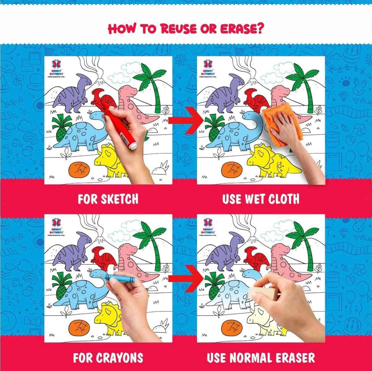Reusable 7ft Doodle Art Roll | Bird-Themed DIY Kit for Kids | Eco-Friendly