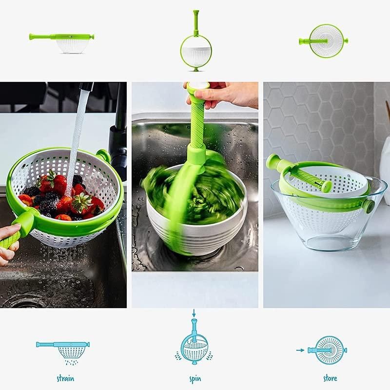 Salad Spinner & Drain Basket – Quick & Easy Lettuce Vegetable Spinner with Collapsible Handle