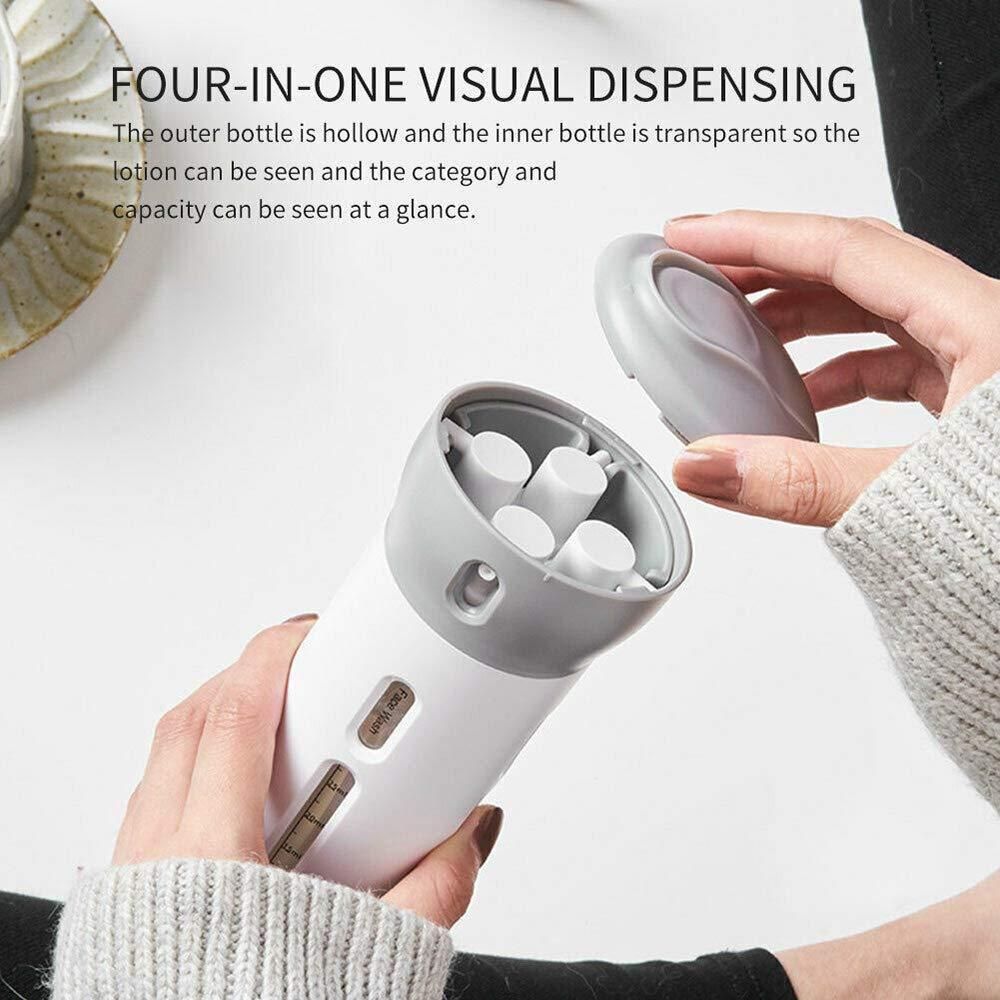 4-in-1 Smart Travel Bottles Set – Reusable Cosmetic Containers for Easy Travel