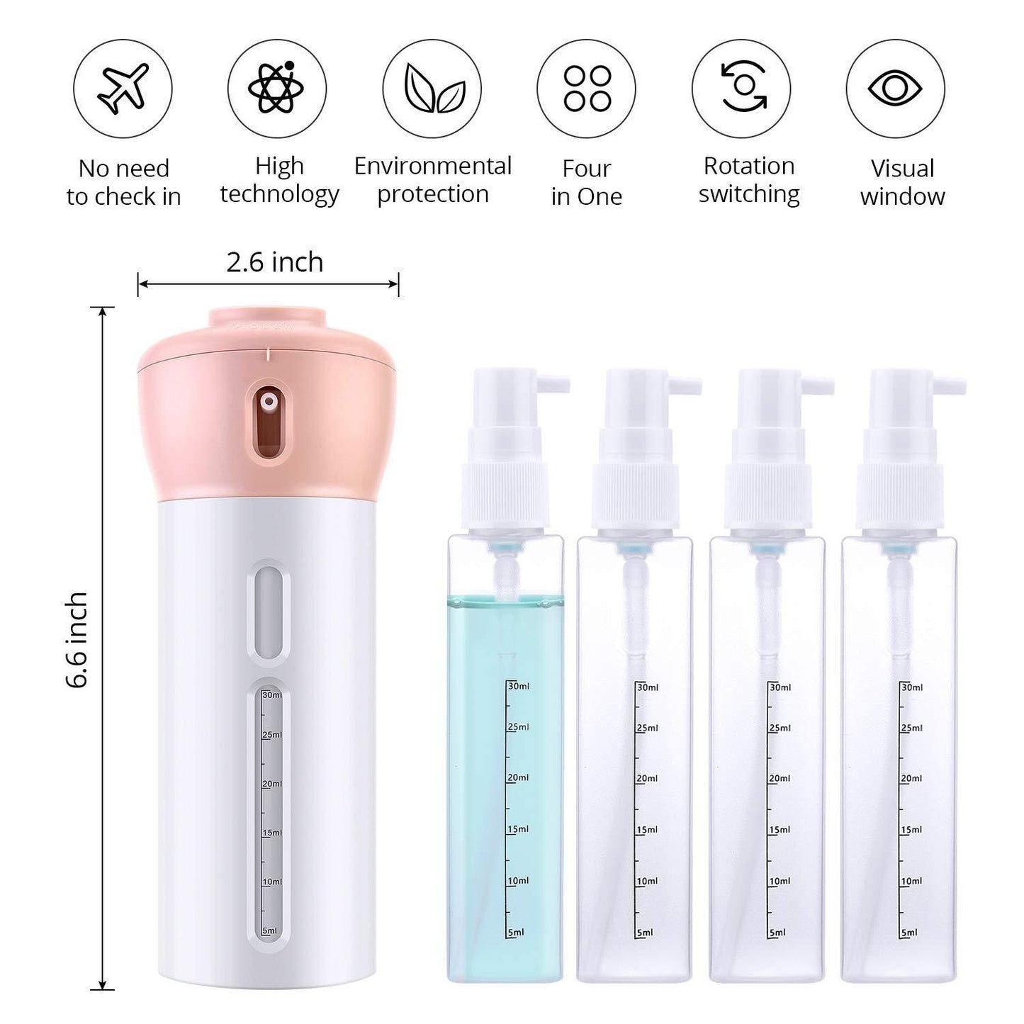 4-in-1 Smart Travel Bottles Set – Reusable Cosmetic Containers for Easy Travel