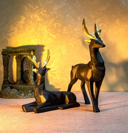 Elegant Black Lucky Deer Figurines Set – Invite Prosperity Home