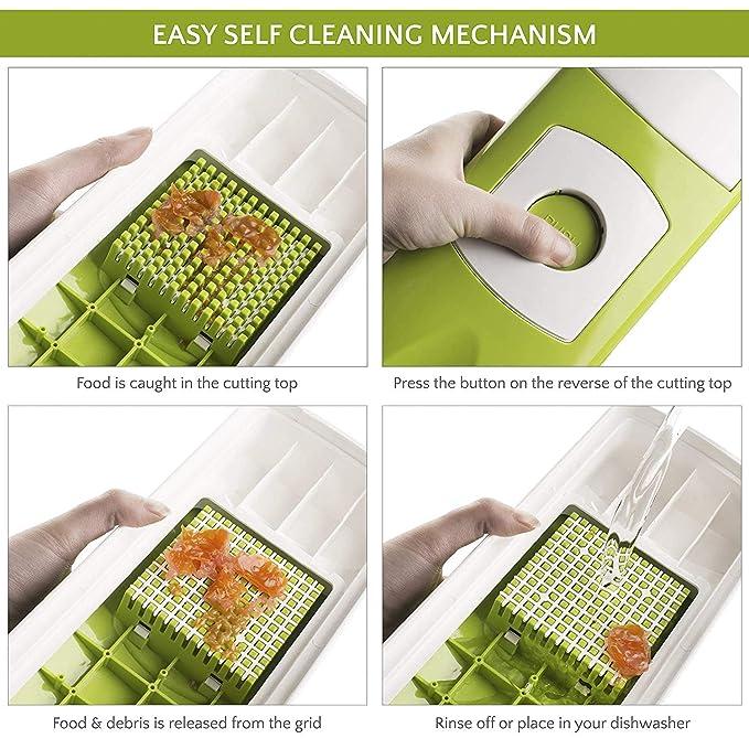 12-in-1 Nicer Dicer Chopper + Drain Basket for Efficient Kitchen Prep