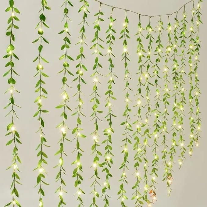 Green Leaf Artificial Curtain LED String Light with 8 Modes & Remote ✨