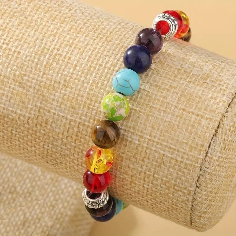Classic 7 Beads Bracelet Natural Agates Bracelets Jewelry(Pack Of 2) - noQMall
