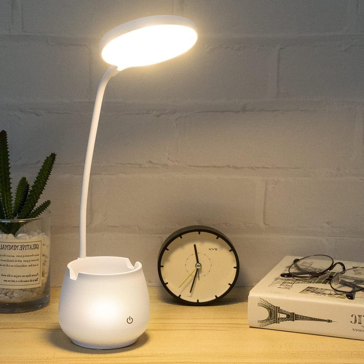 LED Rechargeable Desk Lamp with Pen Holder - Multicolor