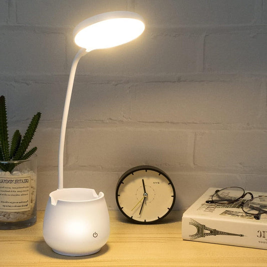 LED Rechargeable Desk Lamp with Pen Holder - Multicolor