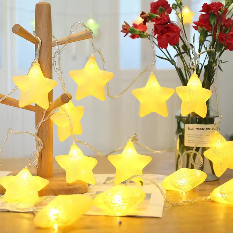 Big Star Shape Crystal LED String Lights - Elegant Ambient Décor for Modern Spaces