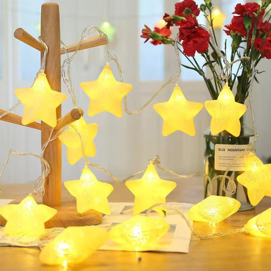 Big Star Shape Crystal LED String Lights - Elegant Ambient Décor for Modern Spaces