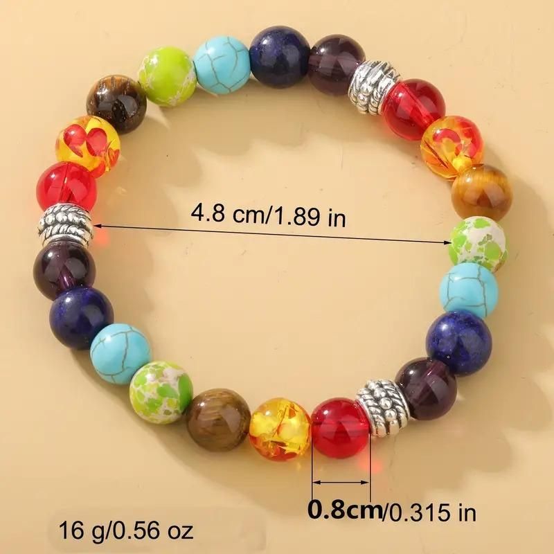 Classic 7 Beads Bracelet Natural Agates Bracelets Jewelry(Pack Of 2) - noQMall