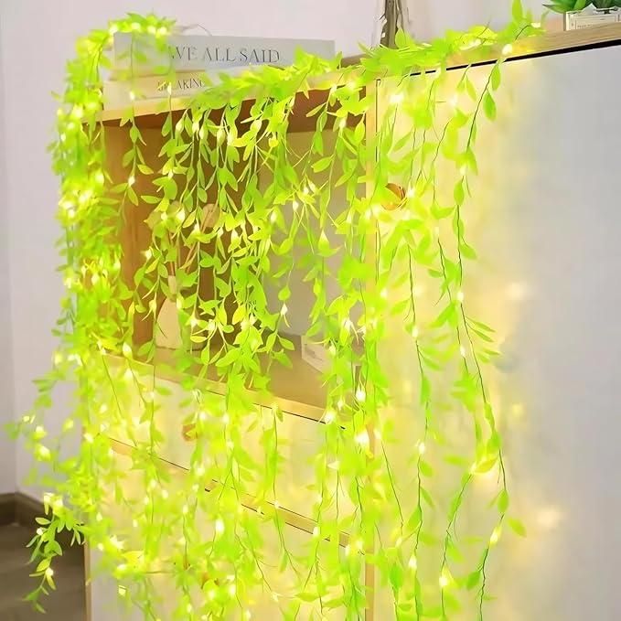Green Leaf Artificial Curtain LED String Light with 8 Modes & Remote ✨