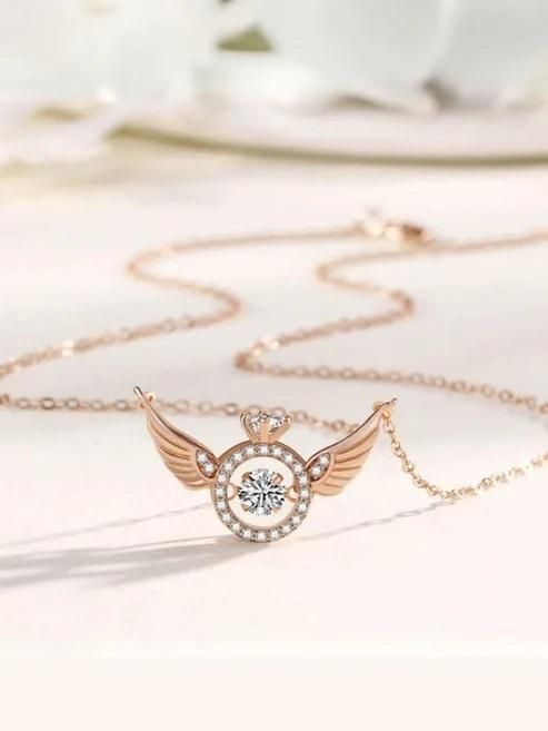 Rose Gold Angel Wings Pendant Chain for Women – Elegance & Charm