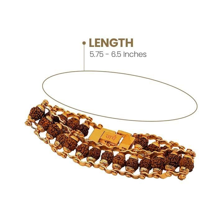Genuine Paanch Mukhi Rudraksha Bracelet with Gold Plating - Spiritual Elegance