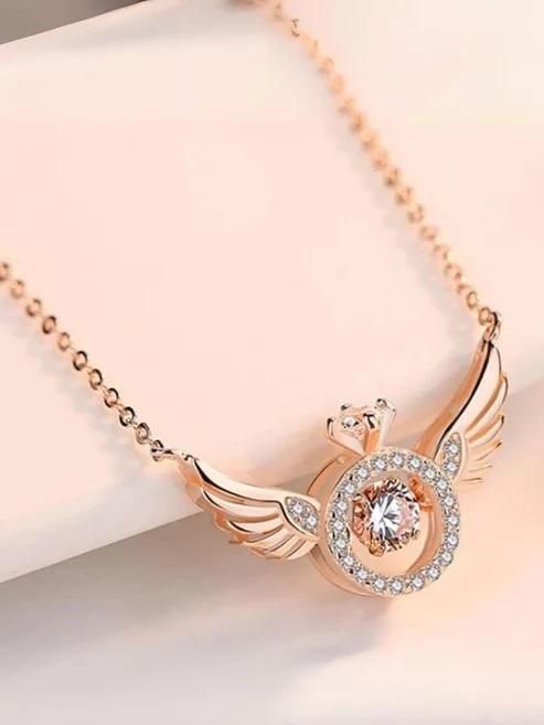 Rose Gold Angel Wings Pendant Chain for Women – Elegance & Charm