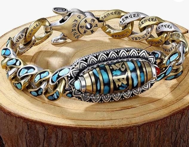 Six-Character Mantra Nine-Eyed Dzi Bead Bracelet – Unlock Spiritual Power for prosperity