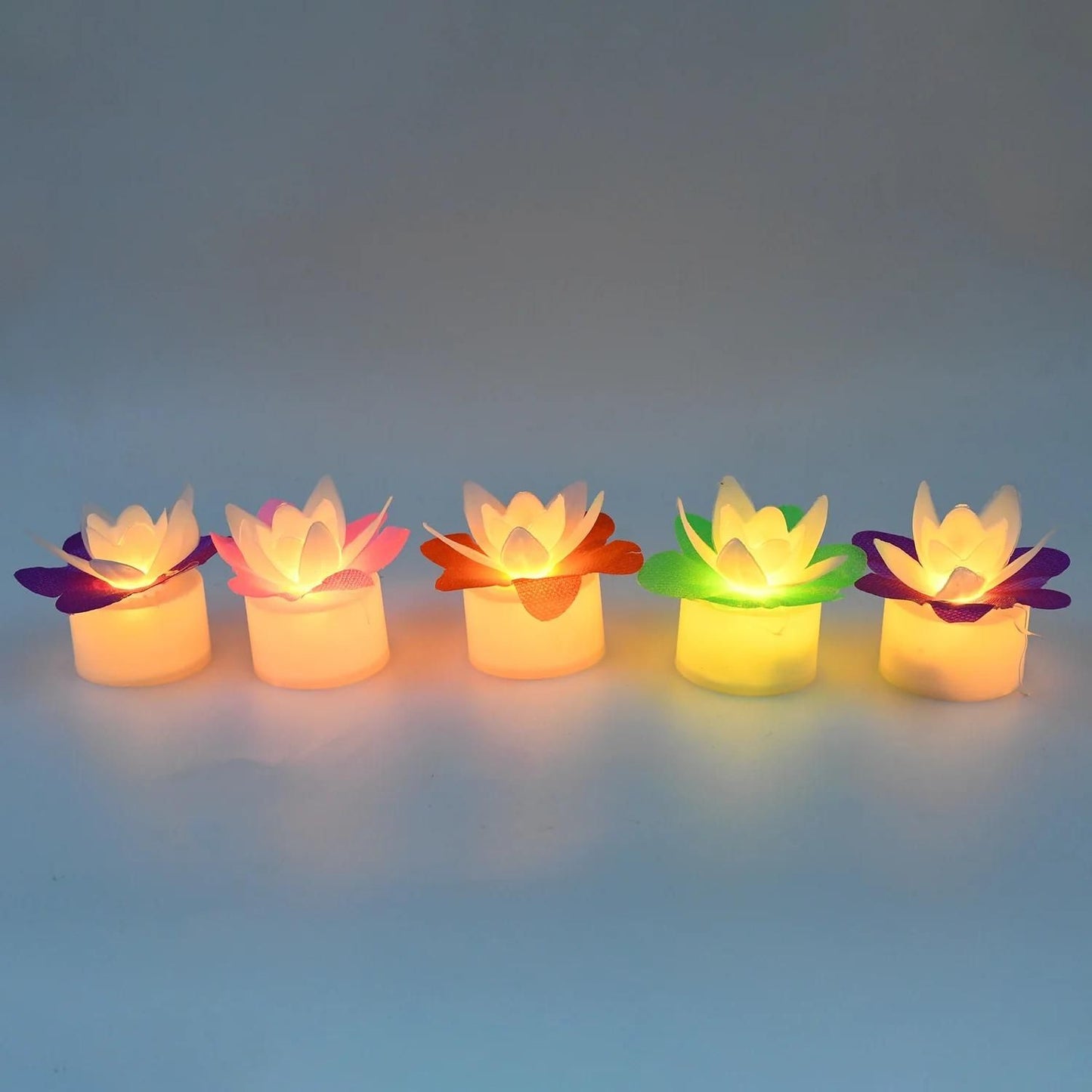 Lotus Flower LED Candles for Diwali & Home Decor (Pack of 4)
