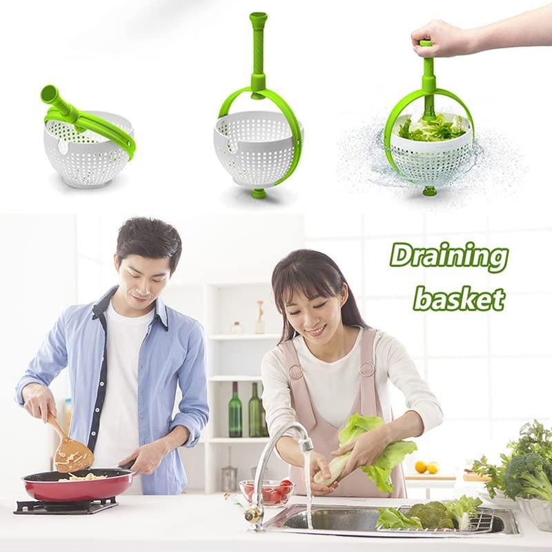 Salad Spinner & Drain Basket – Quick & Easy Lettuce Vegetable Spinner with Collapsible Handle