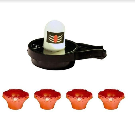 Water Sensor Shivling + 4 Diya (L16) – Safe & Innovative Puja Decor