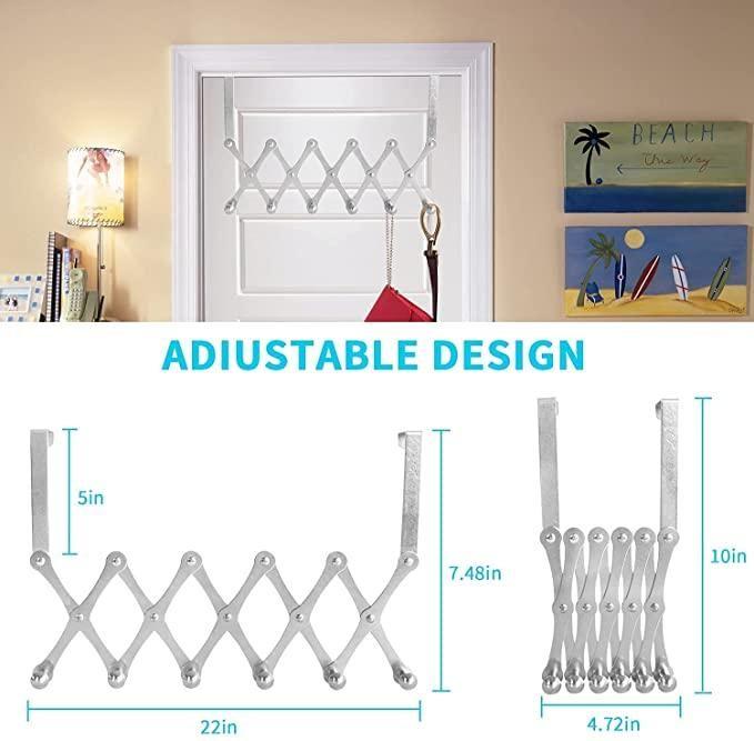 Sturdy Alloy Steel Door Hooks – 6-Hook Clothes Hanger, No-Drill Install