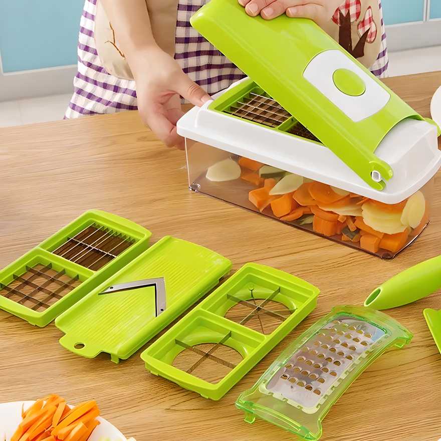 12-in-1 Nicer Dicer Chopper + Drain Basket for Efficient Kitchen Prep