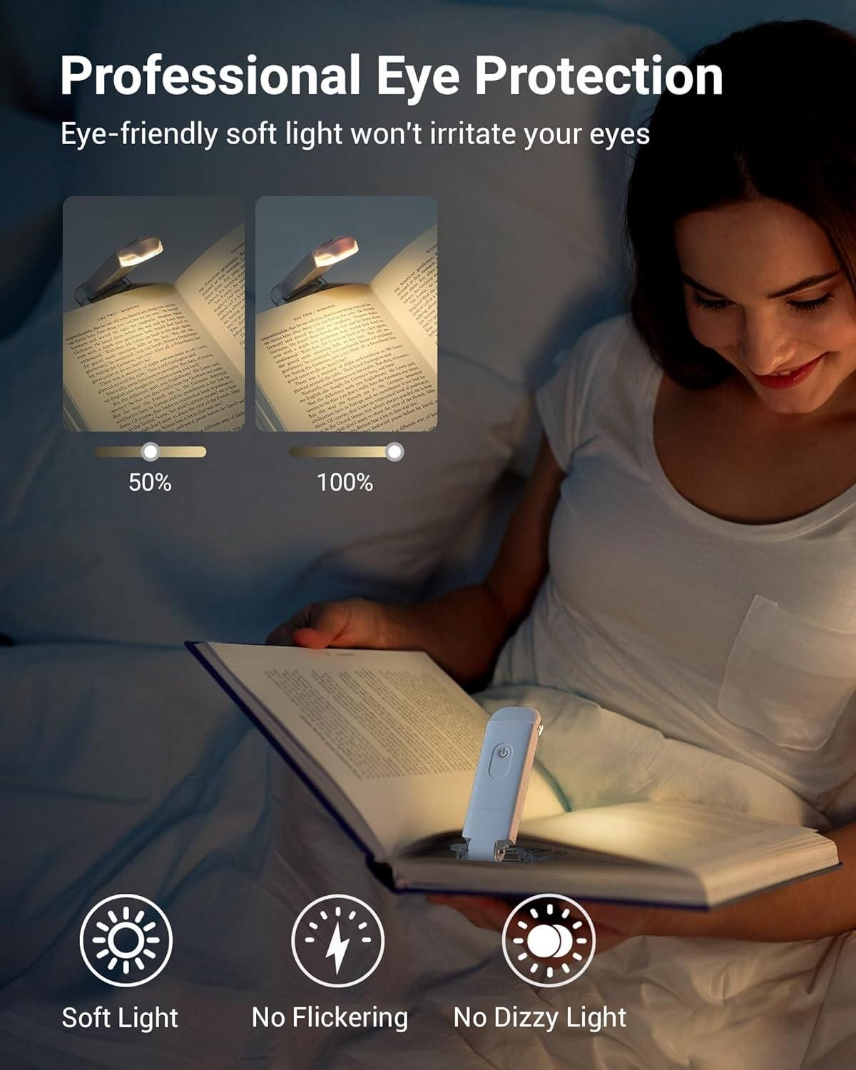 USB Rechargeable Adjustable Brightness Book Light for Eye Protection