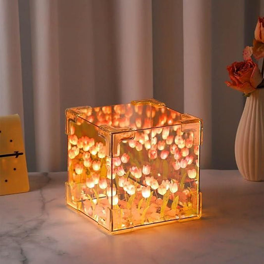 Decorative Tulip Mirror Lamp | Multicolor Rechargeable Desk Light
