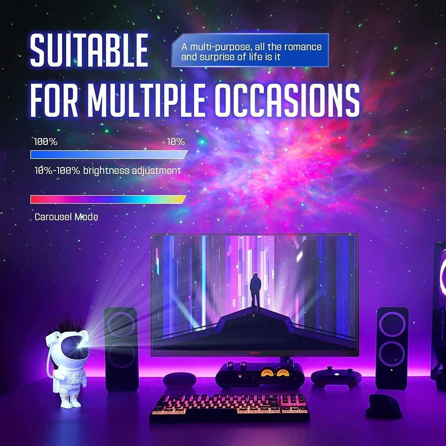 Astronaut Galaxy Projector with 360° Magnetic Head & Remote Control - noQMall
