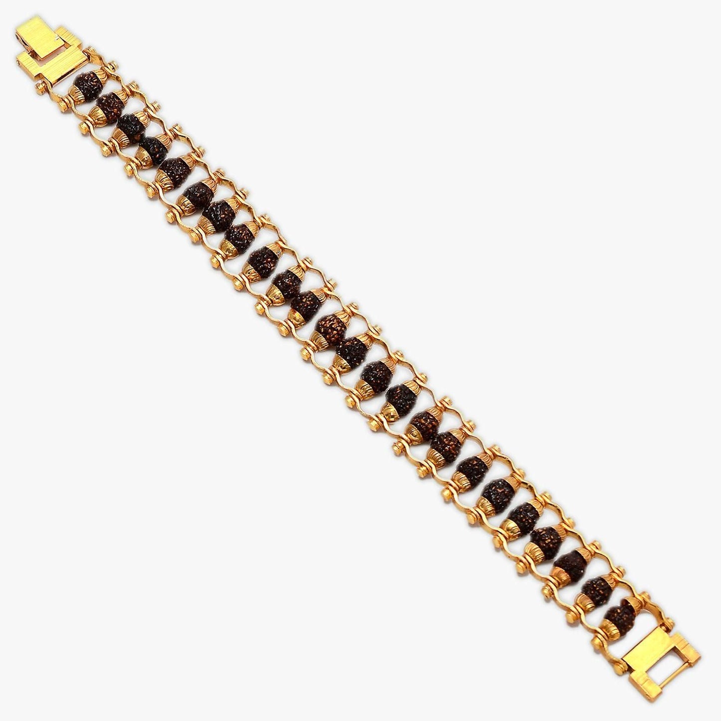 Genuine Paanch Mukhi Rudraksha Bracelet with Gold Plating - Spiritual Elegance