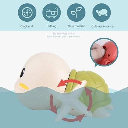 Swimming Turtle Bath Toy for Kids – Wind-Up Water Floating Fun!