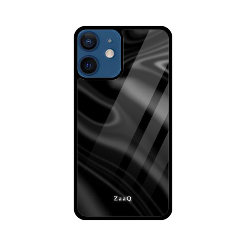 Premium Black Wave Design Glass Case | 360° Protection & Style