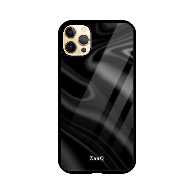 Premium Black Wave Design Glass Case | 360° Protection & Style