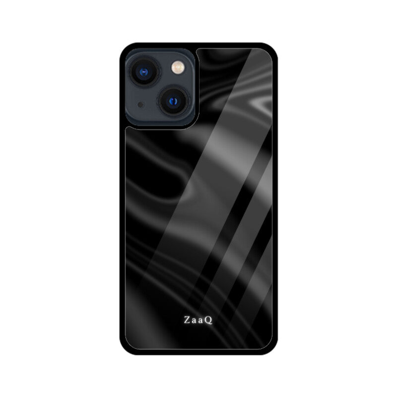 Premium Black Wave Design Glass Case | 360° Protection & Style