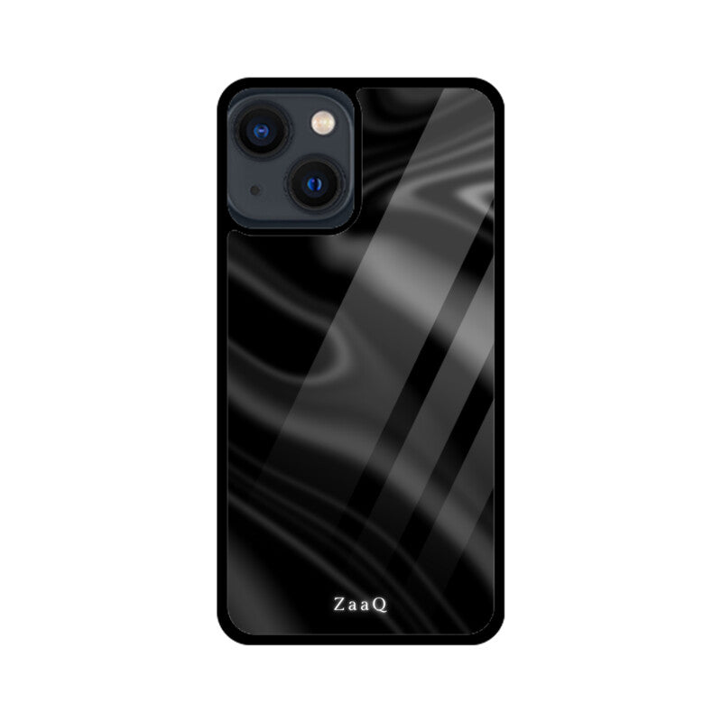 Premium Black Wave Design Glass Case | 360° Protection & Style