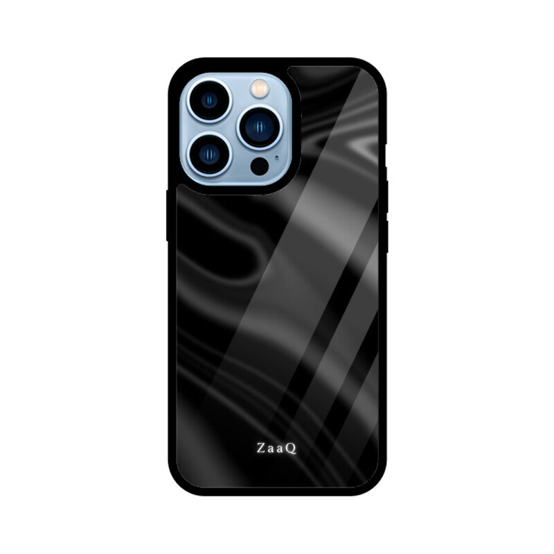 Premium Black Wave Design Glass Case | 360° Protection & Style