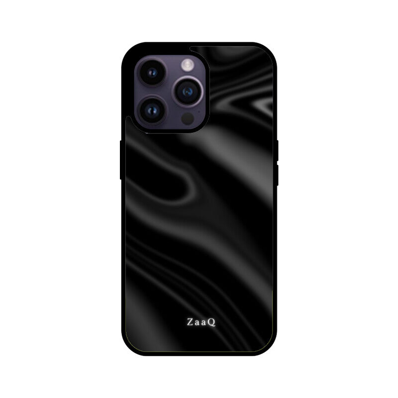 Premium Black Wave Design Glass Case | 360° Protection & Style