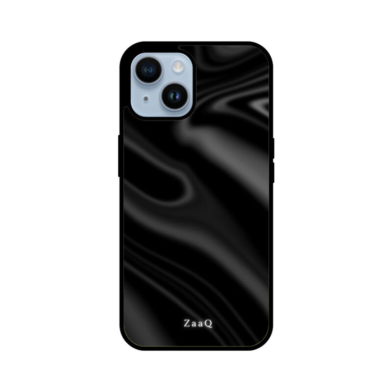 Premium Black Wave Design Glass Case | 360° Protection & Style