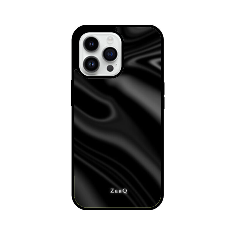 Premium Black Wave Design Glass Case | 360° Protection & Style