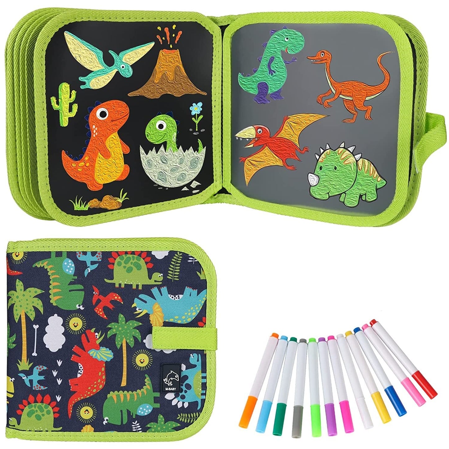 Erasable Doodle Drawing Book – 14 Pages Reusable Pad with Water-Soluble Chalk
