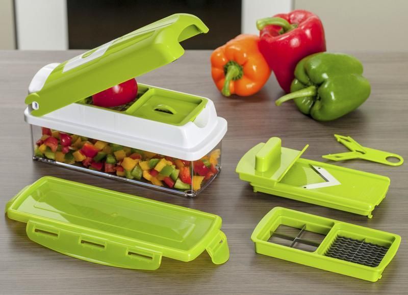 12-in-1 Nicer Dicer Chopper + Drain Basket for Efficient Kitchen Prep - noQMall