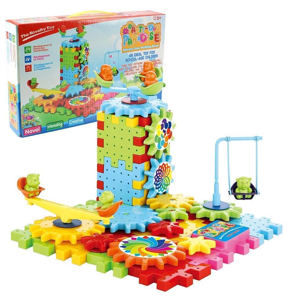 Battery Operated 81pcs Rotating Building Blocks with Gears for STEM Learning - noQMall