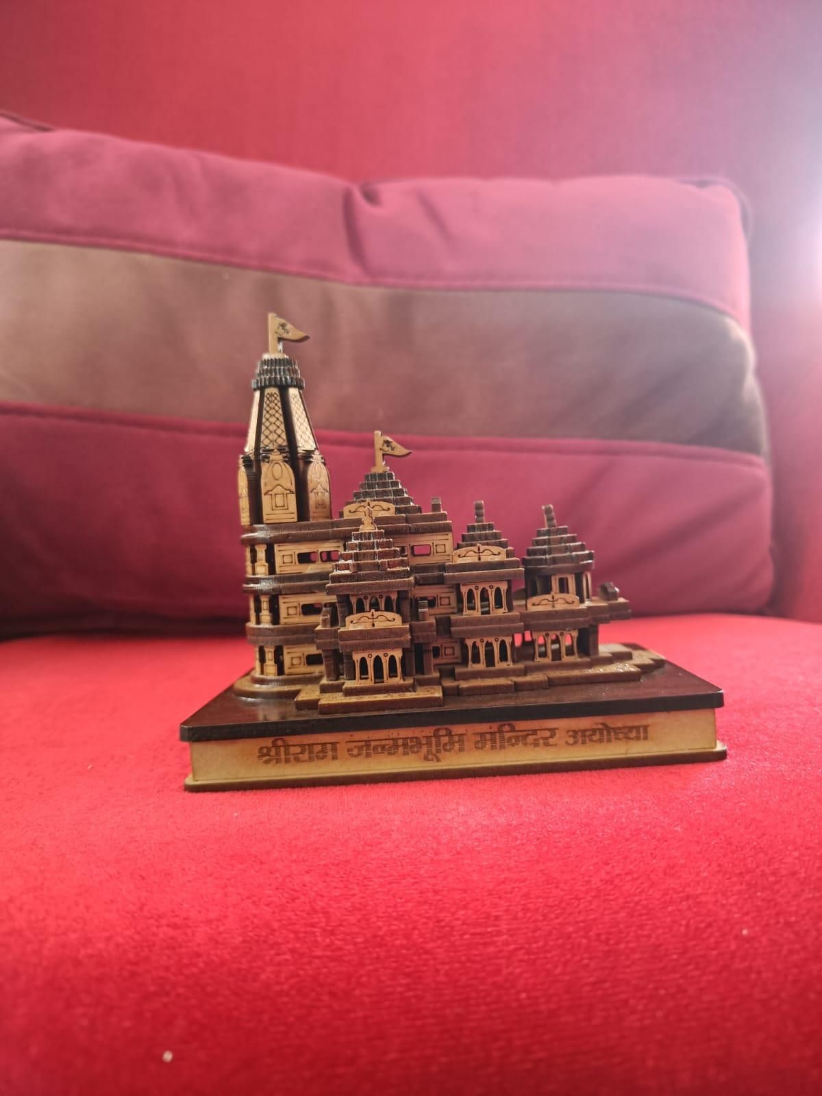 Shri Ram Mandir Ayodhya 3D Wooden Temple | Handcrafted Spiritual Showpiece - noQMall