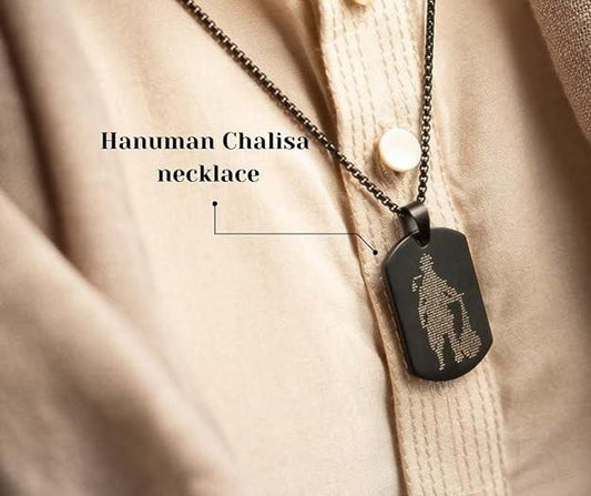 Hanuman Chalisa Pendant with Stainless Steel Chain – Spiritual Strength & Everyday Style for Men