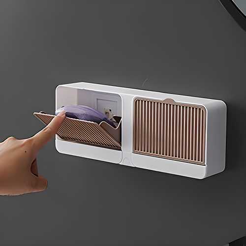 Durable Wall-Mounted Double Bar Soap Box – Self-Adhesive, Easy Drain - noQMall