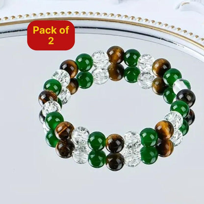 Relaxing Success Enhancing Prosperity & Abundance Beaded Stretch Unisex Bracelet (Pack of 2)